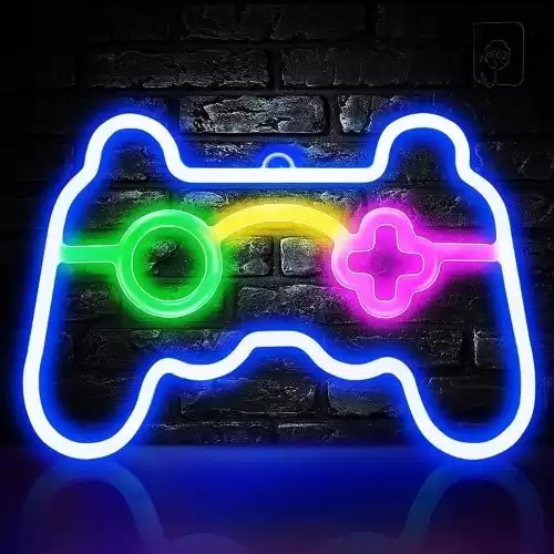 Game Neon Sign Gamepad Shape LED Neon Signs for Wall Decor, Game Shaped Neon Lights for Bedroom Game Room Decor Teen Boys Gamer Party Gaming Wall Decoration Gift Wall Signs