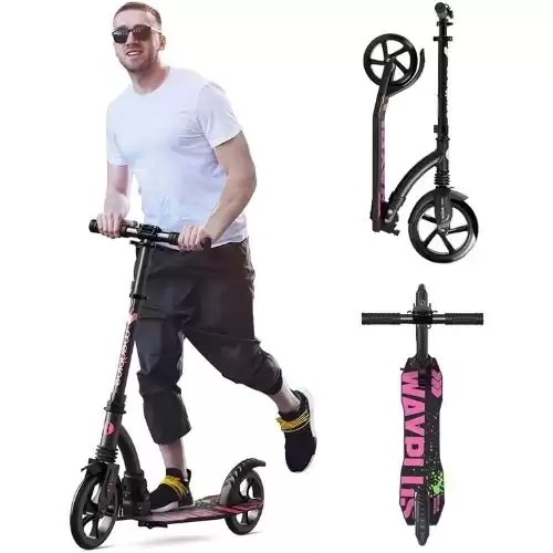 WAYPLUS Kick Scooter for Teens & Adults. Max Load 240 LBS. Foldable, Lightweight, 9” Big Wheels, 4 Adjustable Level. Bearing ABEC9