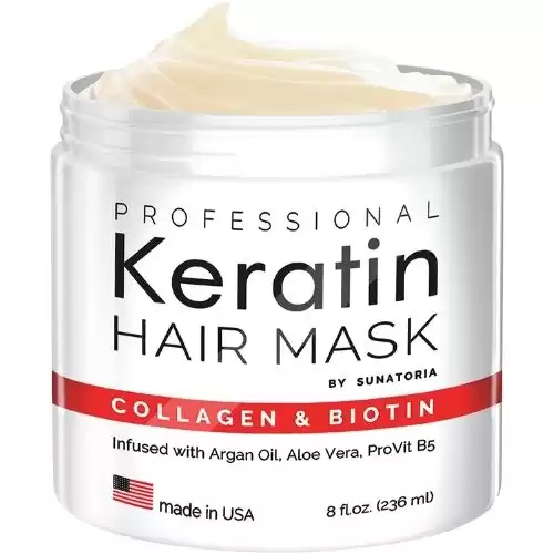 Professional Keratin Hair Mask - Made in USA - Nourishment Treatment for Hair Repair & Beauty - Biotin Collagen Coconut Oil & Pro-Vitamin B5 Protein Mask - Hair Vitamin Complex for All Hair Ty...