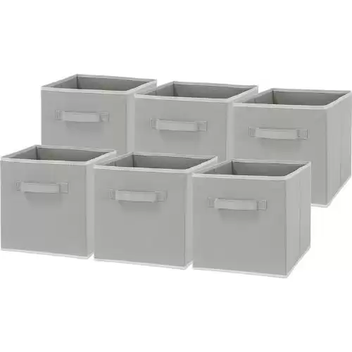 6 Pack - SimpleHouseware Foldable Cube Storage Bin, Grey