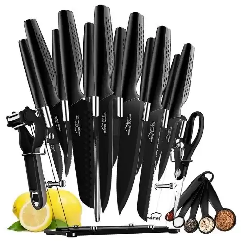 Amorston 21-Piece Kitchen Knife Sets with Block