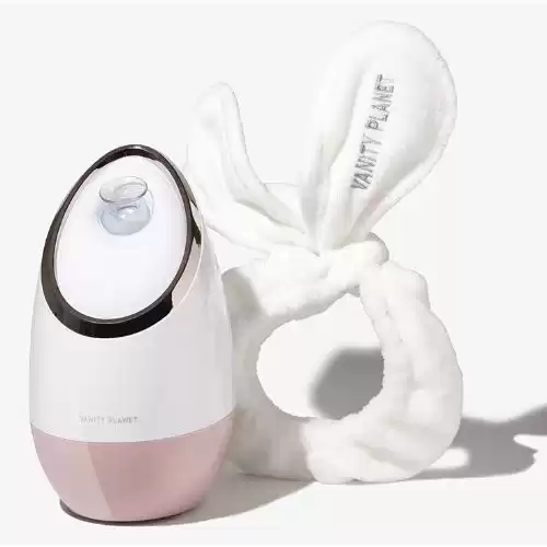 Vanity Planet Aira Ionic Facial Steamer - (Rose Gold) - Pore Cleaner That Detoxifies, Cleanses and Moisturizes Skin, Adjustable Nozzle, Inbuilt Water Tank and 3 Essential Oil Baskets