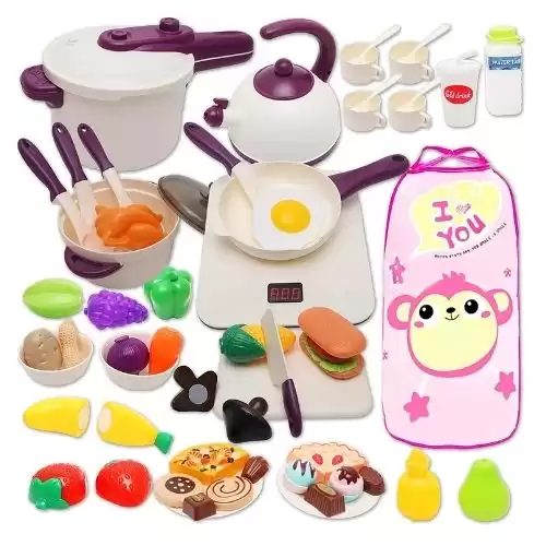 Kids Toys,Toys for Girls 70 Pcs Play Food,Play Kitchen Accessories with Cookware,Cooking Utensils,Toy Cutlery,Great Birthday Gift Toys for Age 3 4 5 6 Years Old Girl Boy,Learning Toys for Toddlers