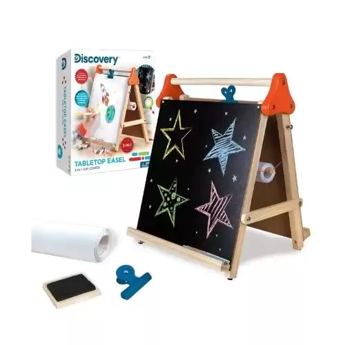 Discovery Kids 3-in-1 Tabletop Dry Erase Chalkboard Painting Art Easel