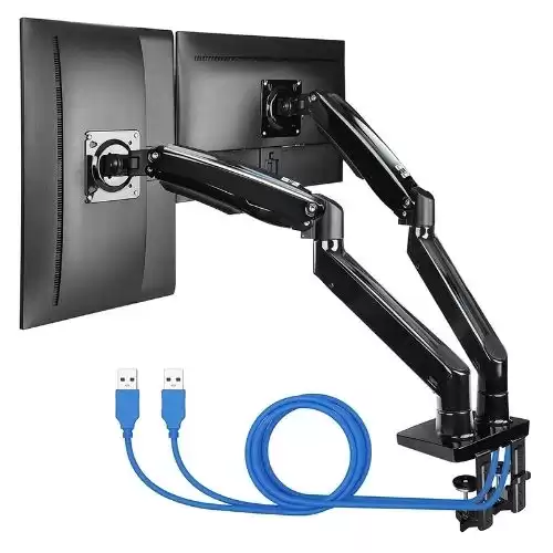 ErGear Dual Monitor Stand Mount, Ultrawide 13-35 Inch Height Adjustable Computer Screen Gas Spring Monitor Arm Desk Mount Full Motion, Each Arm Holds up to 26.4lbs