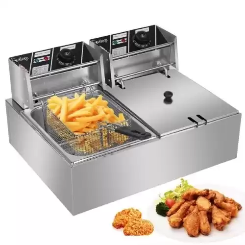 Zimtown Commercial 12L 5000W Professional Electric Countertop Deep Fryer Dual