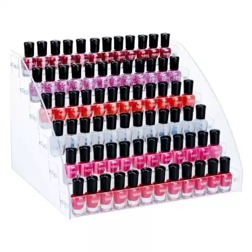 KINGROW Nail Polish Organizer 72 Bottles of 6 Layers Acrylic Display Rack Eyeglasses Storage Essential Oils Holder Makeup Organizer