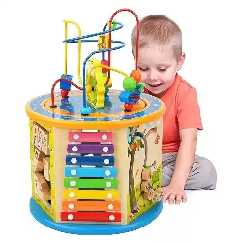 BATTOP Activity Cube Toys for Kids Developmental Toddler Educational Learning Toys 8-in-1 Activity Center Bead Maze Boys Girls