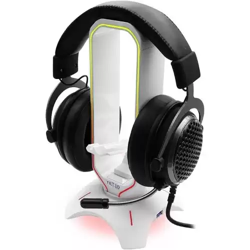 Tilted Nation RGB Gaming Headset Stand - 3 in 1 Headphone Stand with Mouse Bungee and 2 Port USB 3.0 Hub - The Ultimate Gaming Accessory and Gift for Gamer - RGB Headphone Holder with USB Charger