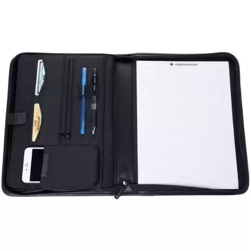 Alpine Swiss Nylon Zippered Writing Pad Business Portfolio Organizer Padfolio