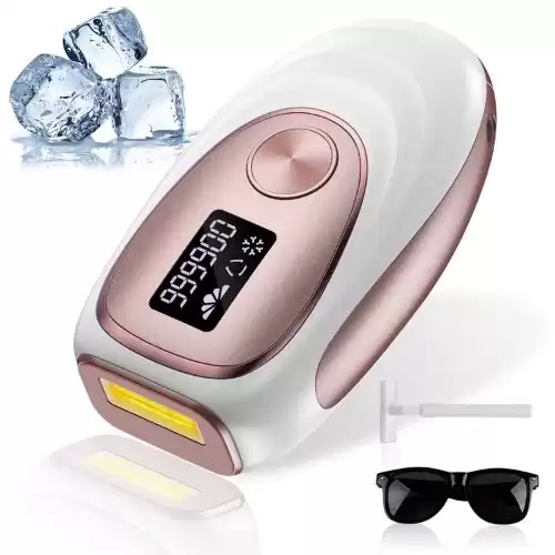 Laser Hair Removal with Cooling System, at-Home Permanent Hair Removal for Women and Men, IPL Painless Hair Removal Device on Armpits Back Legs Arms Face Bikini Line