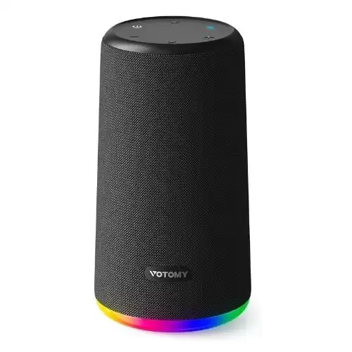 Votomy Bluetooth Speaker, Portable Wireless Speakers Built-in Mic with 16W Loud Stereo Sound and Bass | 24h Playtime| Ipx7 Waterproof Speaker for Home& Outdoor Party, Black