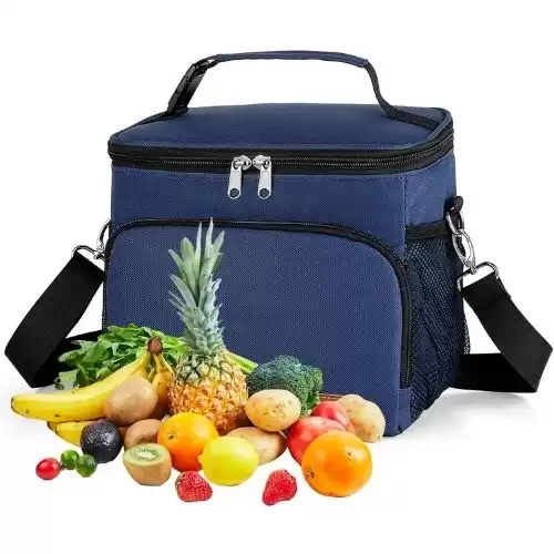 Insulated Lunch Bag for Men/Womens, Lunch Box, Upgraded version Double Deck Reusable Lunch Pail (blue)