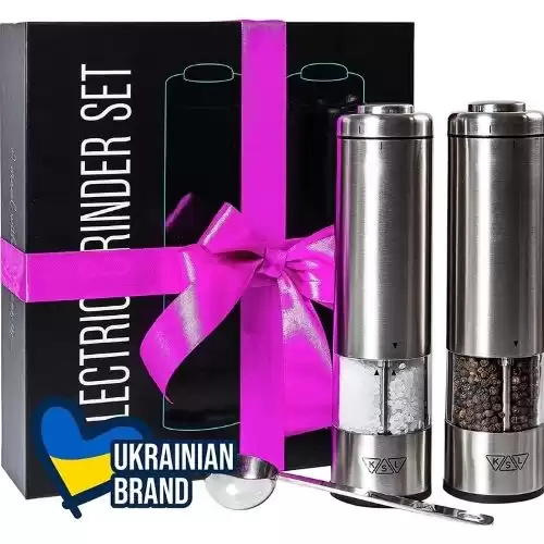 KSL Electric Salt and Pepper Grinder Set - Battery Operated Mill, Automatic Powered Shakers w/Light