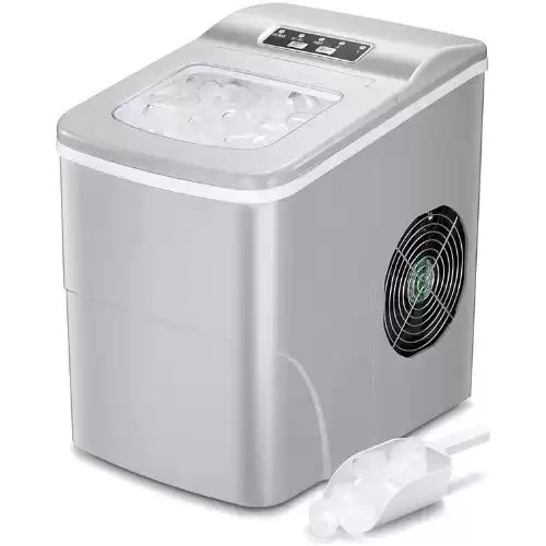 AGLUCKY Countertop Ice Maker Machine, Portable Ice Makers Countertop, Make 26 lbs ice in 24 hrs,Ice Cube Rready in 6-8 Mins with Ice Scoop and Basket