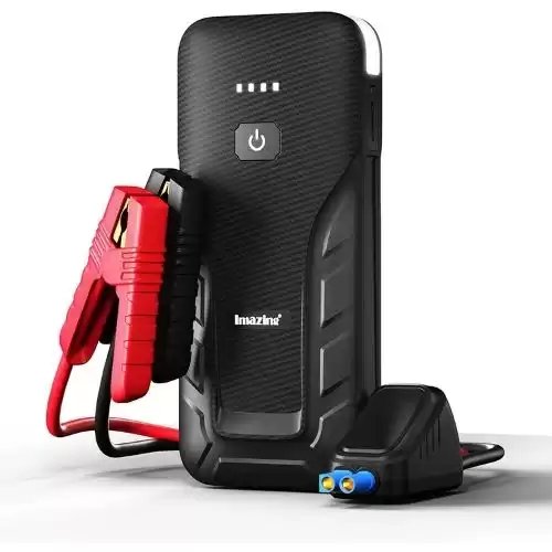 Imazing Portable Car Jump Starter - 4000A Peak 268000mAH (Up to All Gas or 10L Diesel Engine) 12V Auto Battery Booster Portable Power Pack with Indicator Light Jumper Cables, QC 3.0 and LED Light