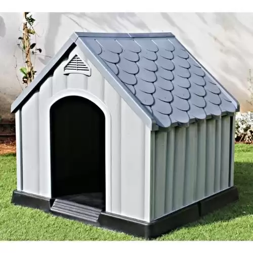 Ram Quality Products Outdoor Pet House Large Waterproof Dog Kennel Shelter (Gray)