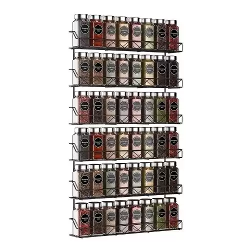 Auledio 2 Pack Spice Rack Organizer, 3 Tier Wall Mounted Storage Rack Hanging Shelf for Kitchen Cabinet, Cupboard, Pantry Door Bathroom Shower,Black