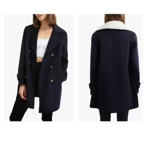 BELLE AND BLOOM Liberty Faux Shearling Collar Wool Blend Coat