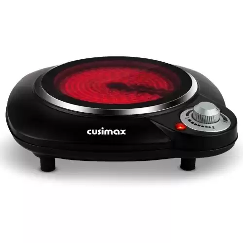 CUSIMAX Hot Plate, 1200W Electric Hot Plates for Cooking, Portable Ceramic Infrared Burner, Electric Stove for All Cookware, Adjustable Temperature Control, Heat-Up in Seconds, Stainless Steel