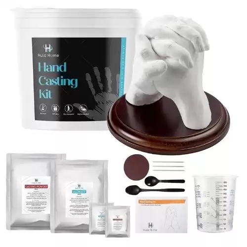 Hand Casting Kit for Couples or Family | Mounting Plaque Included | DIY Plaster Hand Mold Keepsake Sculpture Kit Gifts for Her, Kids, Weddings, Anniversary