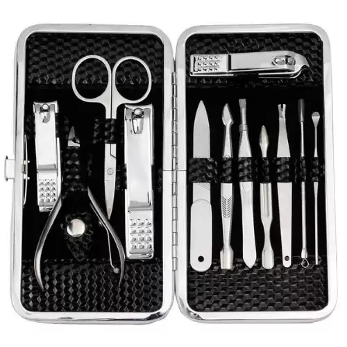 ZIZZON Manicure, Pedicure Kit, Nail Clippers Set of 12Pcs, Professional Grooming Kit, Nail Tools with Luxurious Travel Case