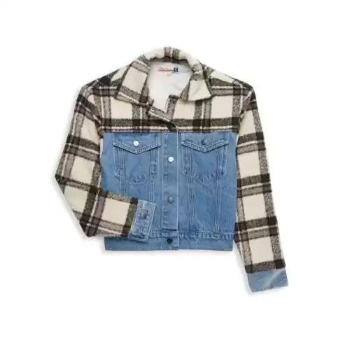 Vintage Havana Girl’s Plaid Denim Jacket