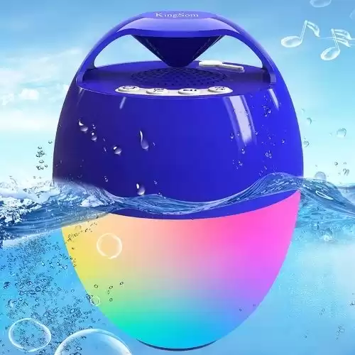 Portable Bluetooth Pool Speaker,Hot Tub Speaker with Colorful Lights,IP68 Waterproof Floating Speaker,360° Surround Stereo Sound,85ft Bluetooth Range,Hands-Free Wireless Speakers for Shower Spa Home