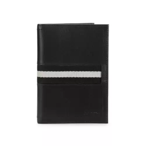 BALLY Trevor Striped Leather Passport Wallet