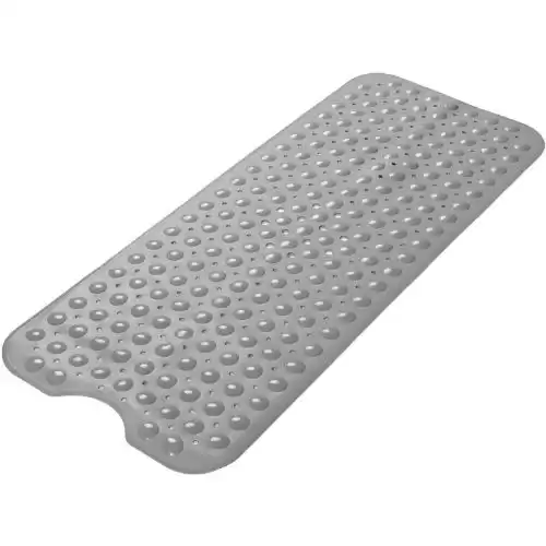 AmazerBath Bath Tub Mat, 40 x 16 Inches Non-Slip Shower Mats with Suction Cups and Drain Holes, Bathtub Mats Bathroom Mats Machine Washable, Grey