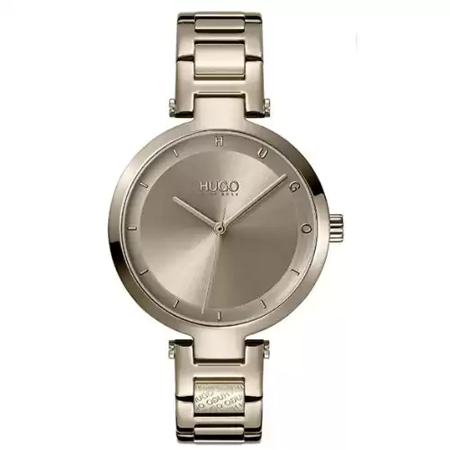 HUGO #Hope Women's Quartz Stainless Steel and Link Bracelet Casual Watch, Color: Beige (Model: 1540077)