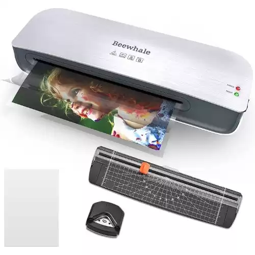 Beewhale A4 Laminator, 9'' Laminator Machine, 4-in-1 Laminator Machine with Laminating Sheets 10 pcs, Cold & Thermal Laminator for Home Office School, Never Jam Technology, Silver