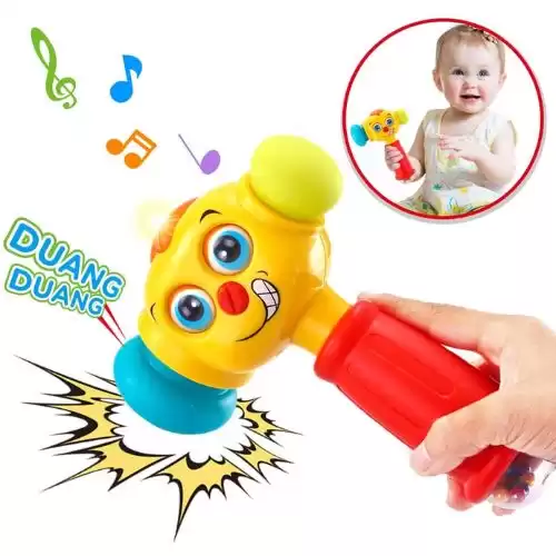 VATOS Baby Toys Boy Toys Light& Musical Baby Hammer Toy for 12 to 18 Months up | Infant Toys Funny Changeable Eyes Baby Hammer Toddler Toys for 1 Year Old + | 12 Months +