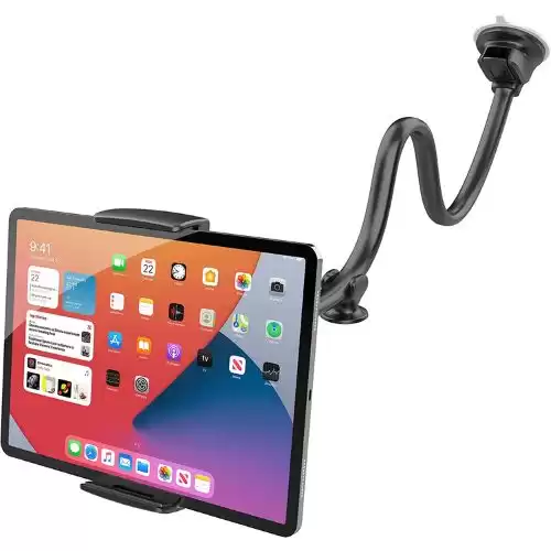 Tablet Car Mount Holder [Long Arm Gooseneck Extension] Suction Cup Mount for 7-12.4 Inch Tablet iPad, APPS2Car Windshield Window Mount for iPad Pro Air Mini Cell Phone fits SUV Truck Vehicle Semi MPV