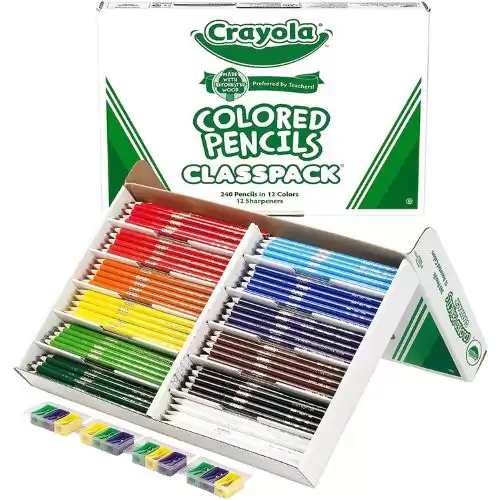 Crayola Colored Pencils, Bulk Classpack, Classroom Supplies, 12 Assorted Colors, 240 Count, Standard