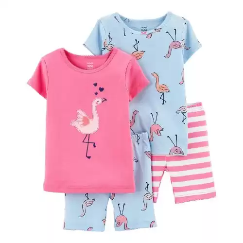 Carter's Toddler Girls 4-Piece Snug Fit T-shirt and Shorts Pajama Set