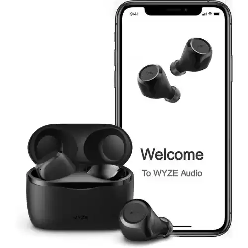 WYZE Wireless Earbuds 5.0 Bluetooth Headphones with IPX5 Sweat Resistance, 30 dB Noise Reduction,4 Voice-Isolating Mics, Alexa Built-in True Wireless Earbuds,Charging Case, Workout,Sports