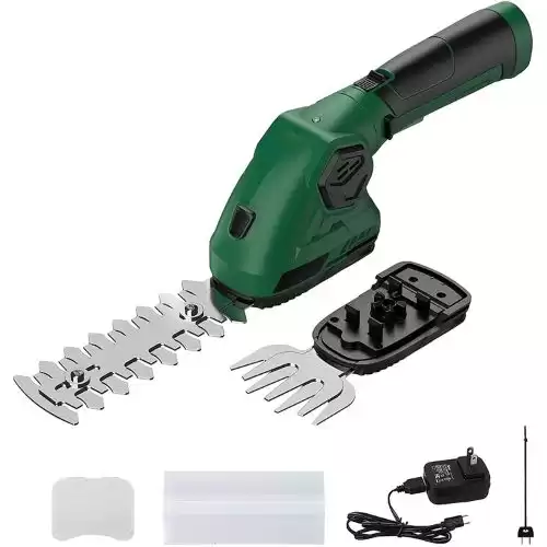 Hedge Trimmer, 2 in 1 Rechargeable Cordless Grass Shears - Grass Trimmer Bush Trimmer with Blade Guard, Lithium-Ion Battery and Charger Included, Suitable for Gardens & Lawns