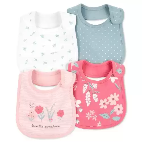 Carter's Baby Girls 4-Pack Floral Teething Bibs