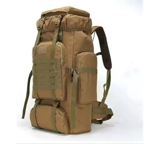 WintMing 70L Camping Hiking Backpack Molle Rucksack Waterproof Traveling Daypack, No Internal Frame