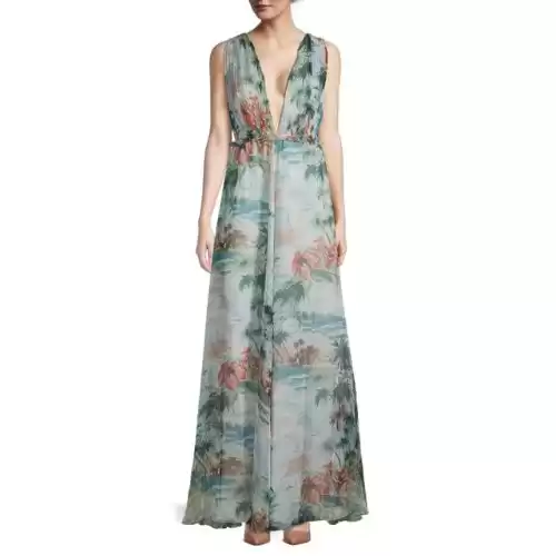 VALENTINO Tropical & Floral Silk Maxi Dress