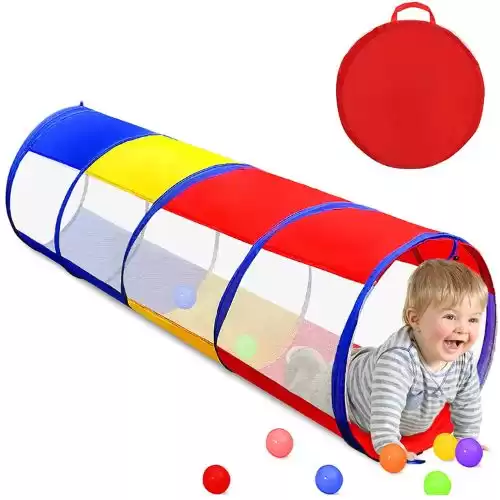 Kids Play Tunnel for Toddlers 1-3, TIKTENT Pop Up Baby Tunnel Crawling Toys with 2 Mesh Sides for Infant Children or Dog, 6 Foot Indoor Outdoor Toddler Toys for 1 2 3 Year Old Girl Boy Birthday Gift