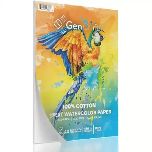 GenCrafts 100% Cotton Watercolor Paper Pad - A4 8.3x11.7