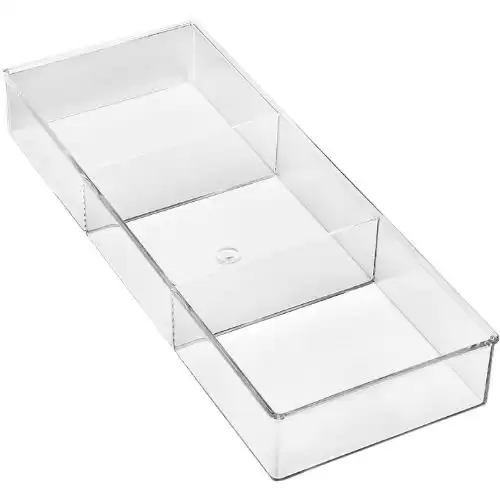 Whitmor 3 Section Small Easy Clean Clear Plastic Resin Drawer Organizer