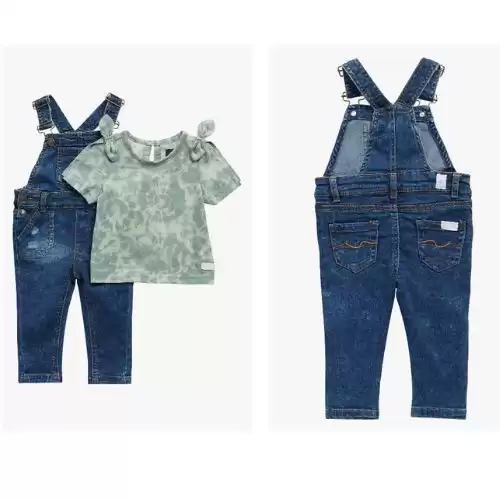 FOR ALL MANKIND Denim Overalls & Bow Top Set 7