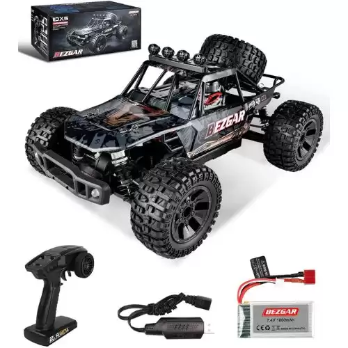 BEZGAR HB101 1:10 Scale Beginner RC Truck, 4WD High Speed 48km/h All Terrains RC Car Off Road Waterproof RC Buggy Toys for Boys Kids and Adults