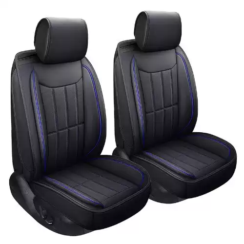 SPEED TREND Leather Car Seat Covers, Premium PU Leather & Universal Fit for Auto Interior Accessories, Automotive Vehicle Cushion Cover for Most Cars SUVs Trucks (ST-003 Front Pair, Black&Blue...