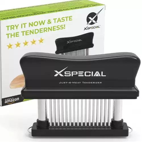 XSpecial Meat Tenderizer Tool 48 Blades Stainless Steel - Easy to Use & Clean - Transforms Hard Meat Cuts into Expensive Buttery Goodness