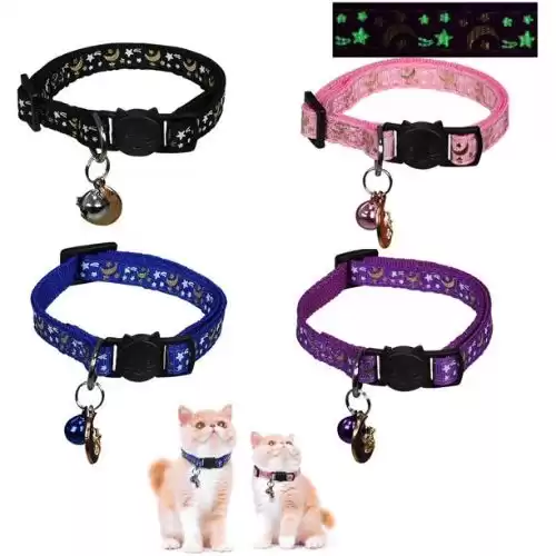 VATENIC 4 Pack Breakaway Cat Collar with Glow in The Dark