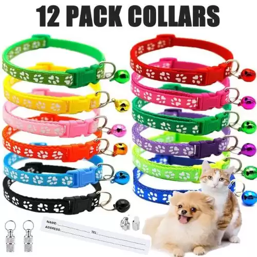 T.S 12-Piece Cat Collar Reflective with Bell